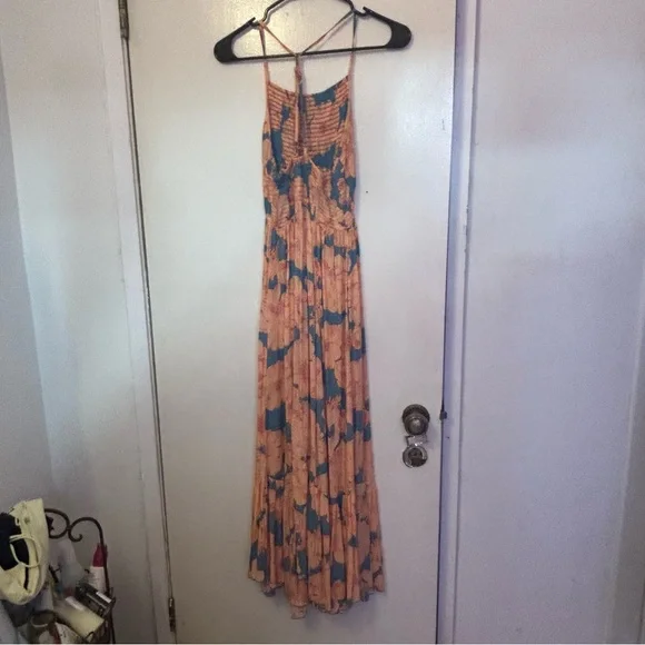 Free People Floral Maxi Dress in Blue and Orange - Picture 4 of 6